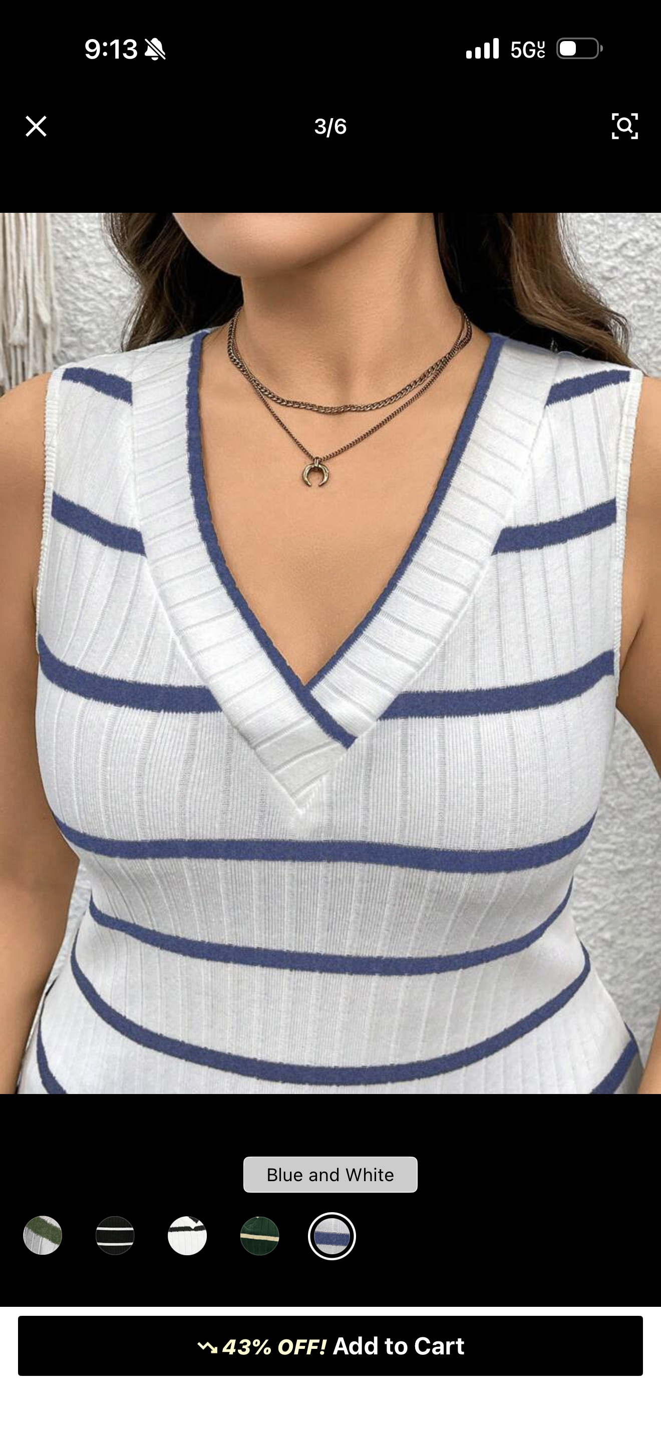 Summer V-Neck Stripped Tank Top